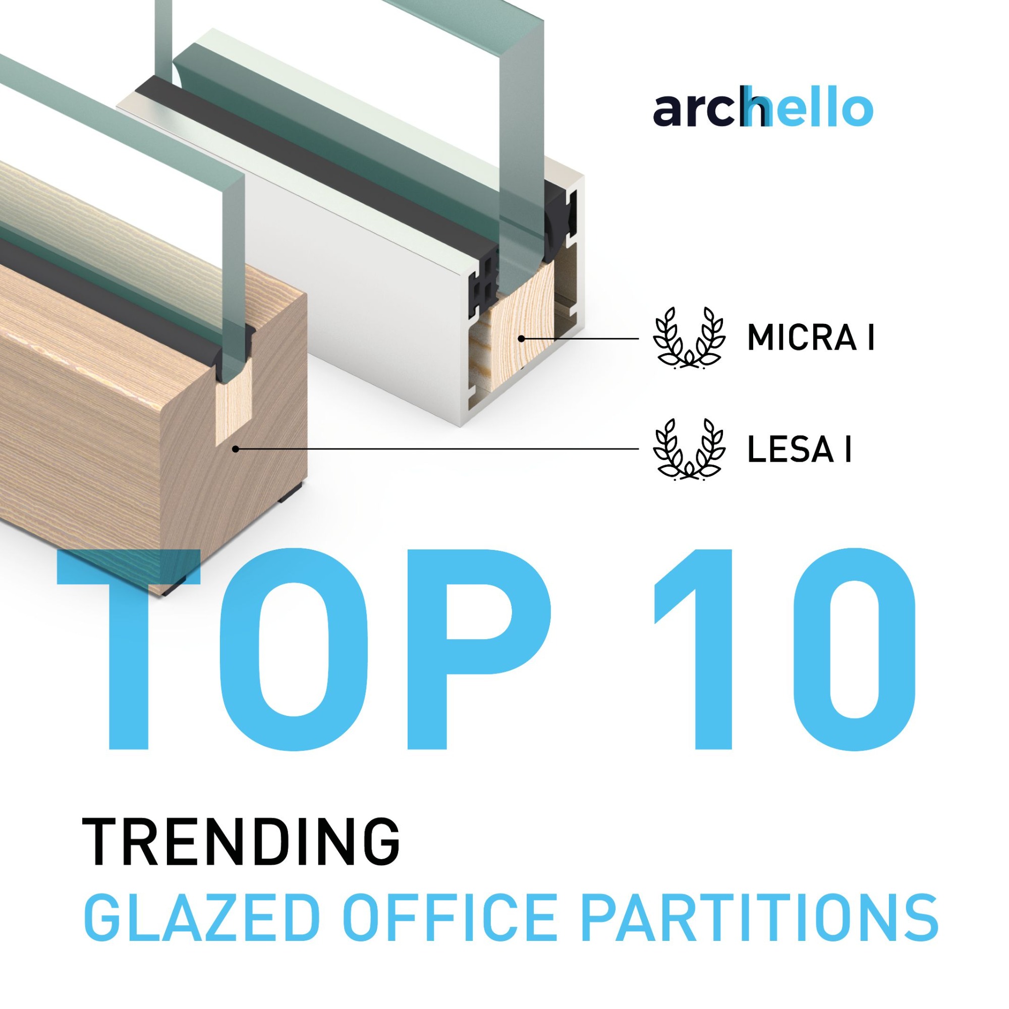 Üvegezett irodai válaszfalak TOP 10-es listája az Archello platformon