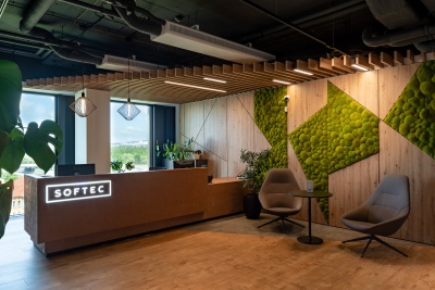 Healthy office title for Softec interiors in Bratislava 